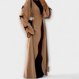 Cardigan Élégant et Robe à Rayures Décoratives