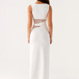 Leni - Robe maxi cintrée avec découpes subtiles et cordons