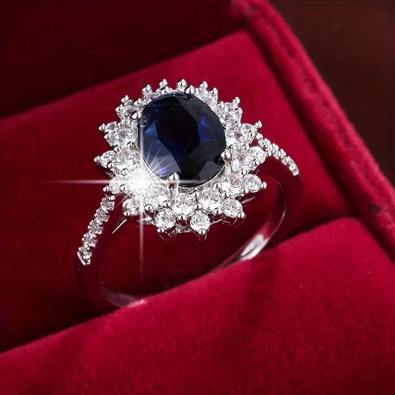 Karolína – Bague en or plaqué avec motif floral en saphir.