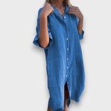 Robe en Lin à Boutons et Poches