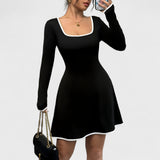 Antonia - Élégante robe longue à manches longues en silhouette A