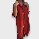 Robe en Lin à Boutons et Poches