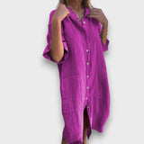 Robe en Lin à Boutons et Poches