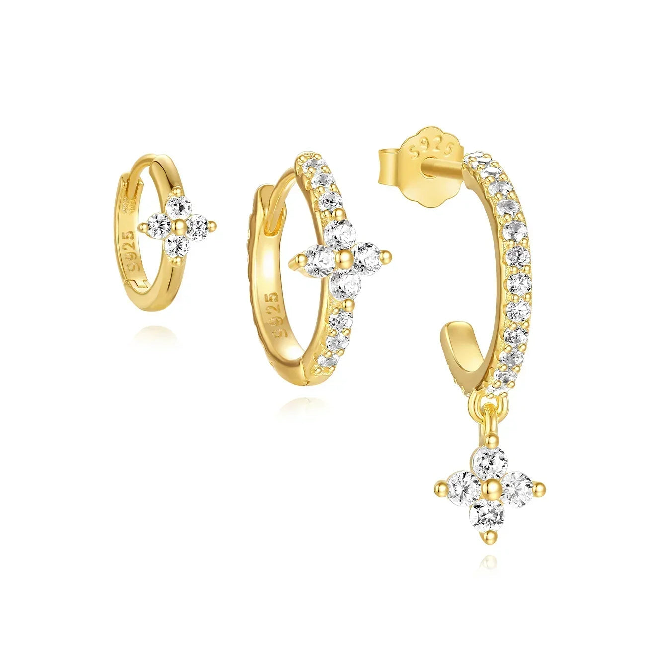 Eva-Marie – Boucles d'oreilles en or délicates au design fluide.