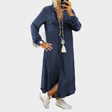 Robe longue en denim à manches longues