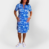 Robe Midi à Motifs avec Manches Courtes