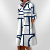 Robe Midi à Motif Géométrique
