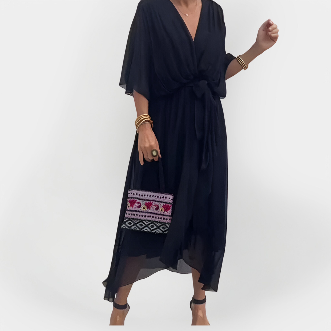 Robe en Chiffon à Décolleté en V