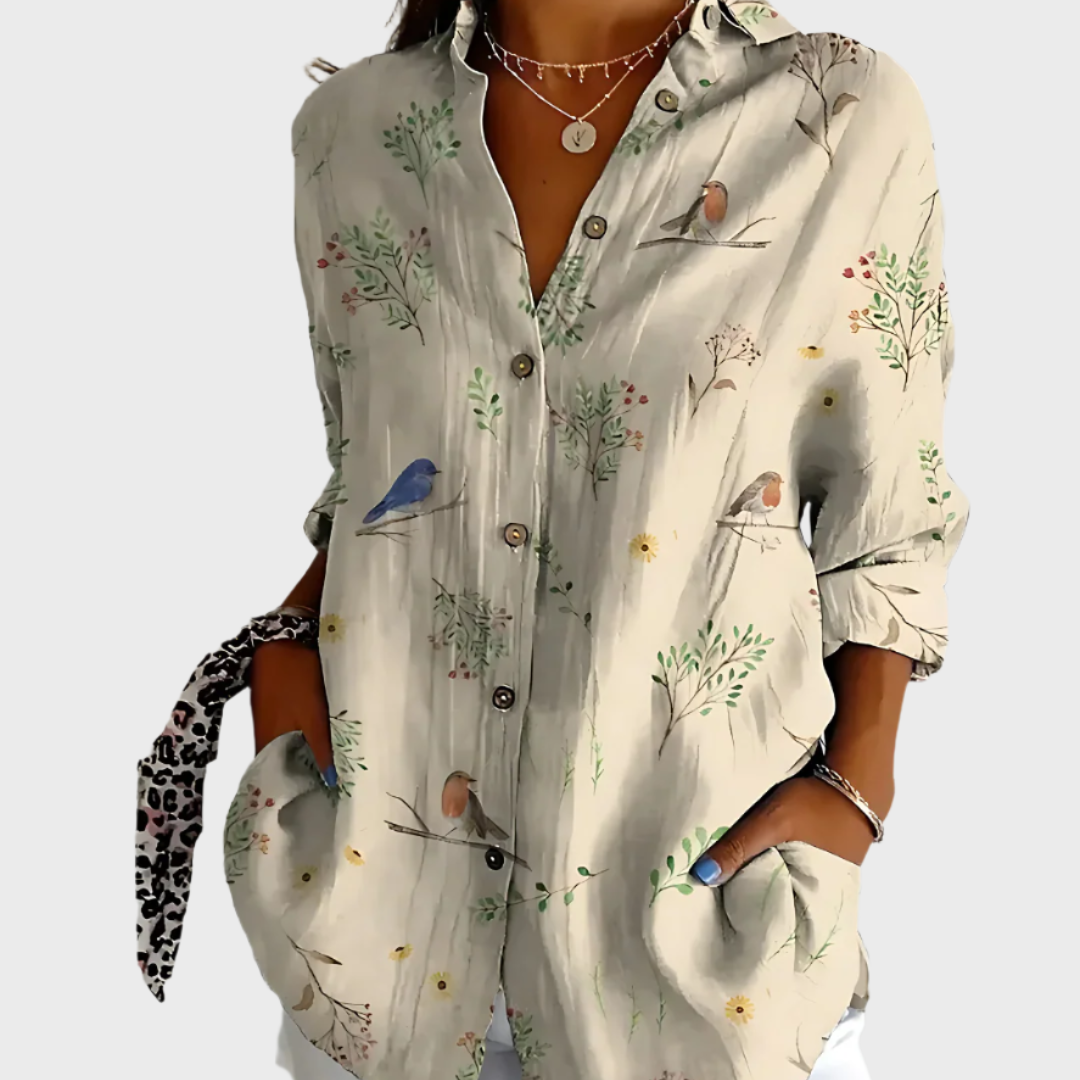 Chemisier en Coton à Imprimé Floral