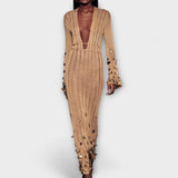 Dolly's Golden Knit Maxi Dress