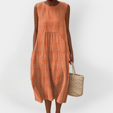 Robe Élégante en Coton Sans Manches avec Poches