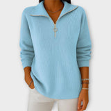 Pull Tricoté avec Zip et Col Chic