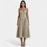 Robe Midi Vintage à Fines Bretelles