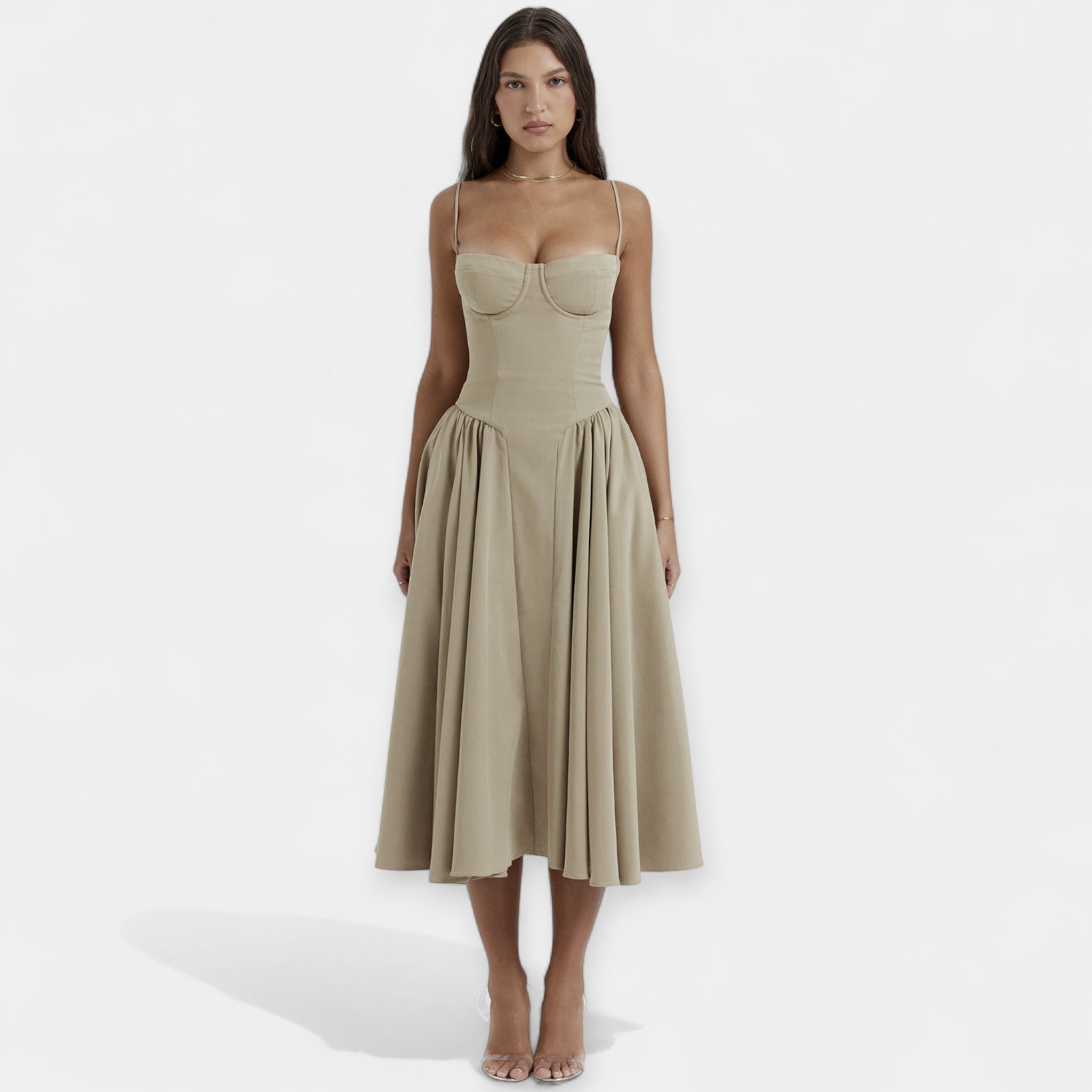 Robe Midi Vintage à Fines Bretelles