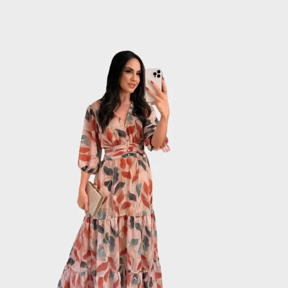 Robe Longue à Motif Floral au Design Confortable pour des Jours Élégants