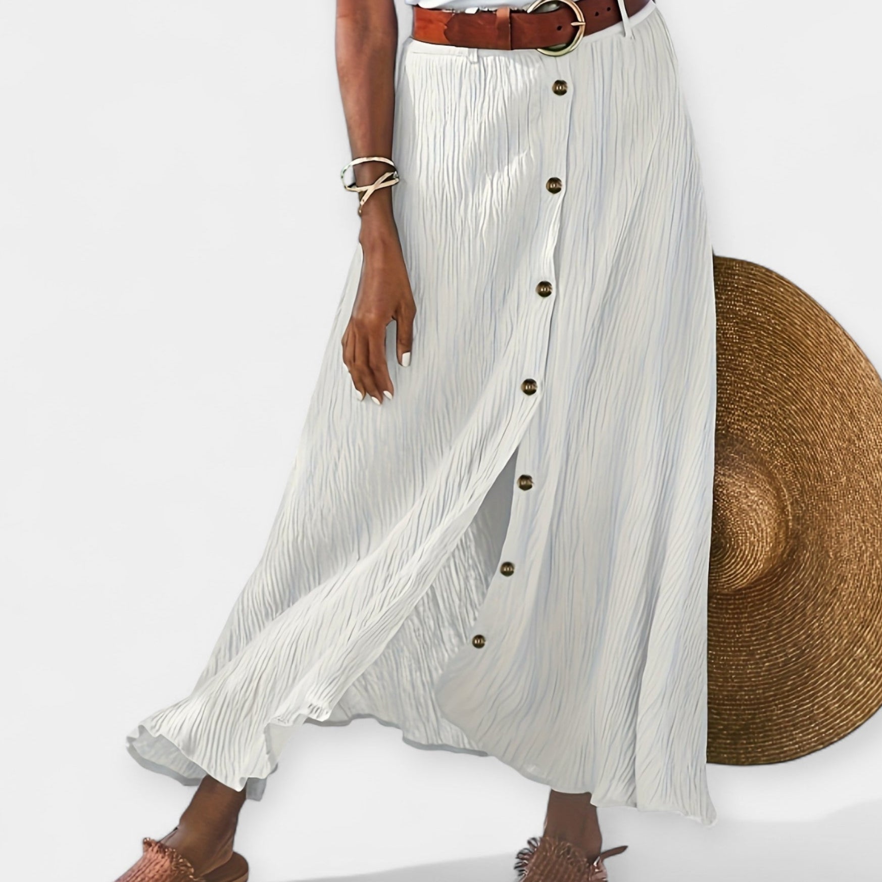 Jupe Midi Semi-Transparente à Fente