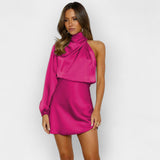 Robe Satinée à Design Asymétrique