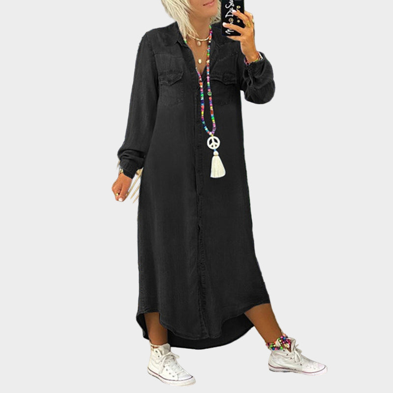 Robe longue en denim à manches longues