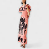 Débardeur Chic avec Motif de Palmiers et Oiseaux Tropicaux