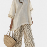 Ensemble Boho Chic Daisy : Tunique Longue et Pantalon Imprimé pour un Look Unique