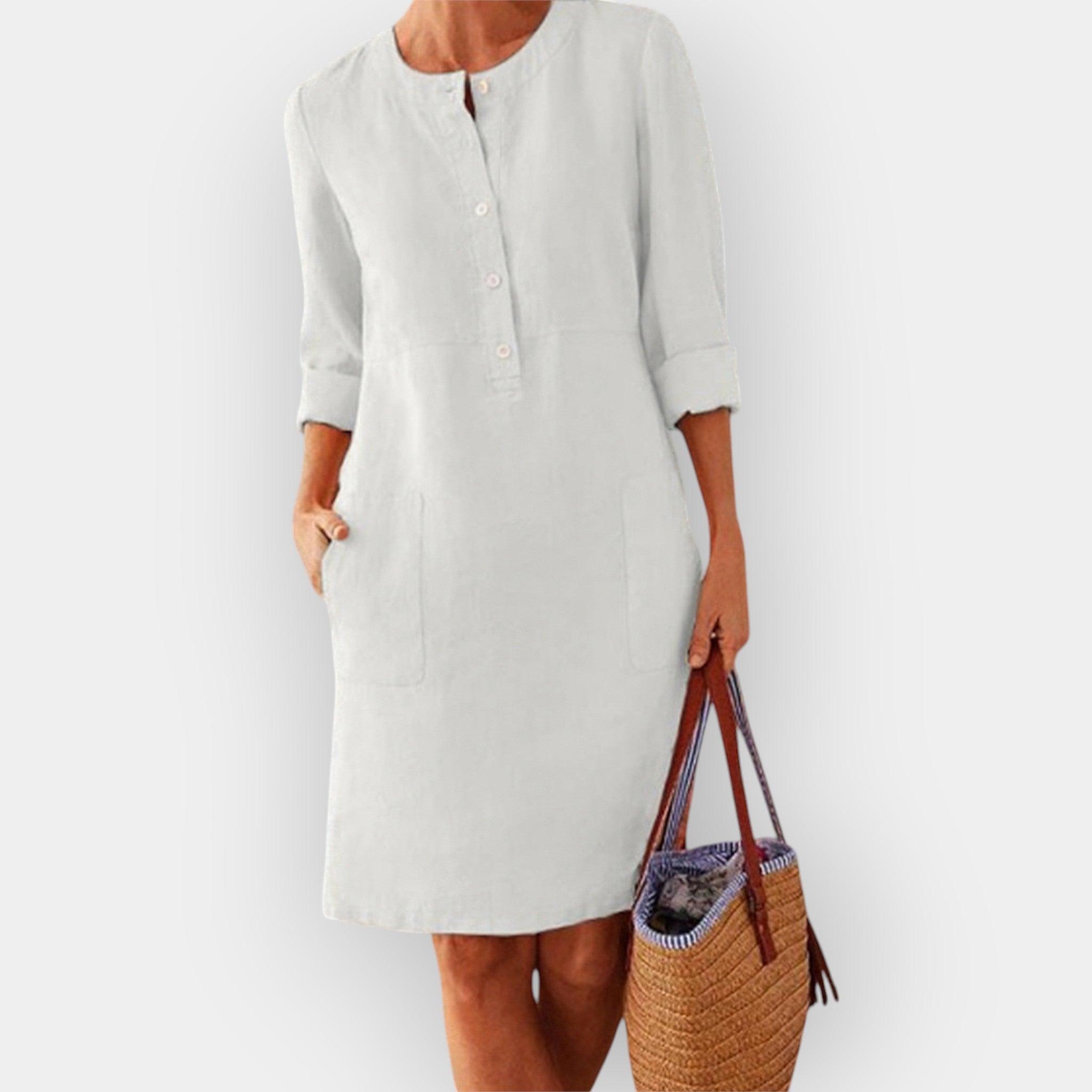 Robe Midi Élégante en Coton au Design Minimaliste