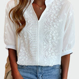 Lace Detail Puff Sleeve Blouse