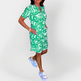 Robe Midi à Motifs avec Manches Courtes