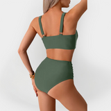 Maillot de Bain Femme Taille Haute avec Détail au Buste