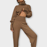 Ensemble Tricoté à Col Montant et Silhouette Décontractée