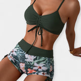 Tropical Print High-Waisted Bikini