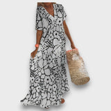 Robe Maxi à Imprimé Floral avec Boutons