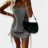 Robe Tricot Sans Manches avec Ceinture Ajustable