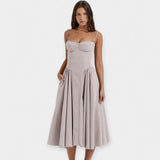 Robe Midi Vintage à Fines Bretelles