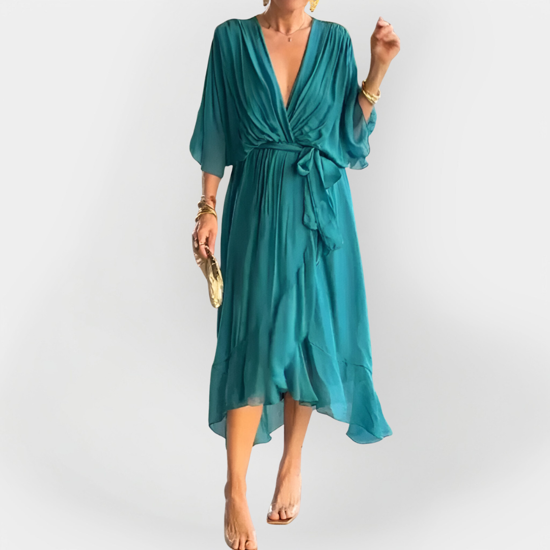 Robe en Chiffon à Décolleté en V