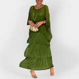 Robe Plissée à Double Effet de Superposition