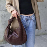 Giselle | Sac Bandoulière Tressé Moyen avec Nœud