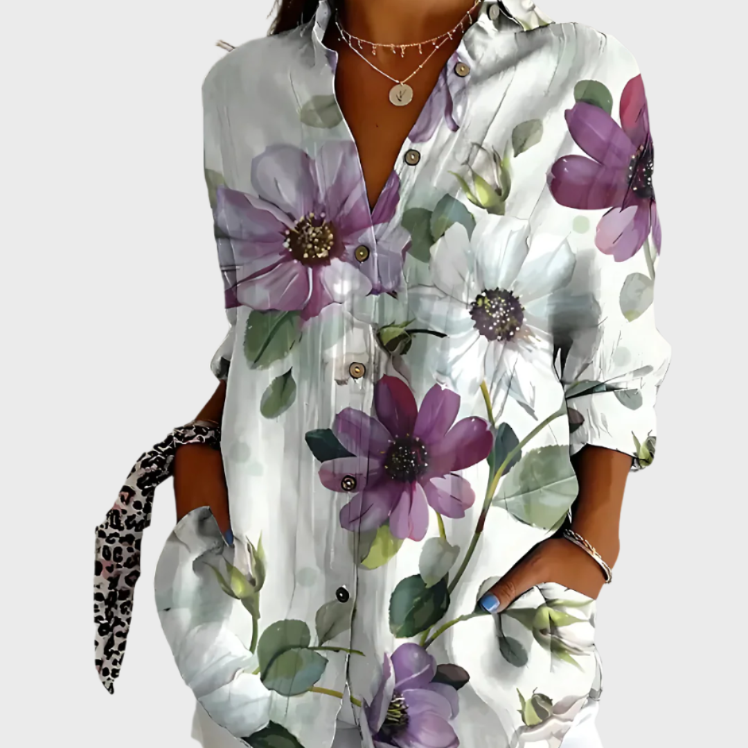 Chemisier en Coton à Imprimé Floral