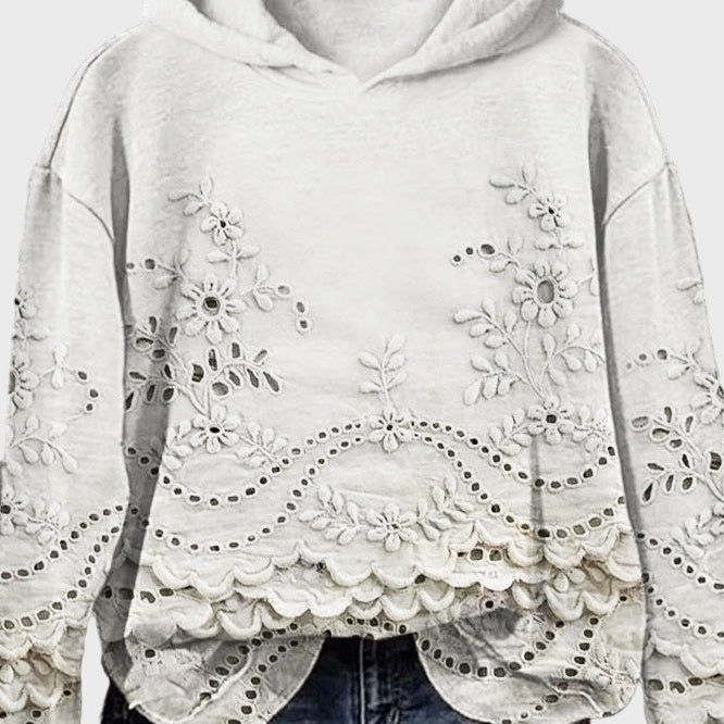 Pull à Capuche en Dentelle Vert Prairie