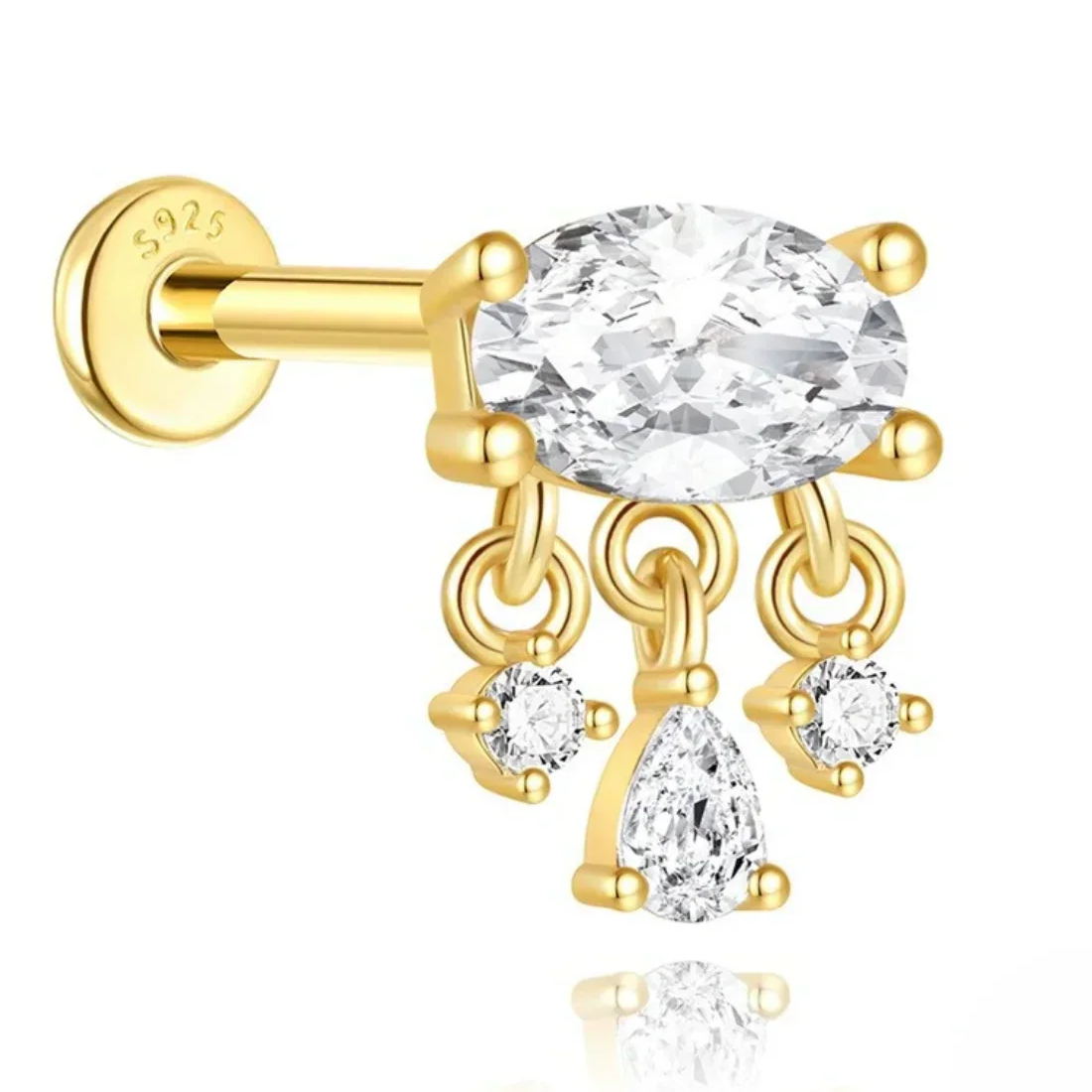 Irina – Boucles d'oreilles en or au design structuré.