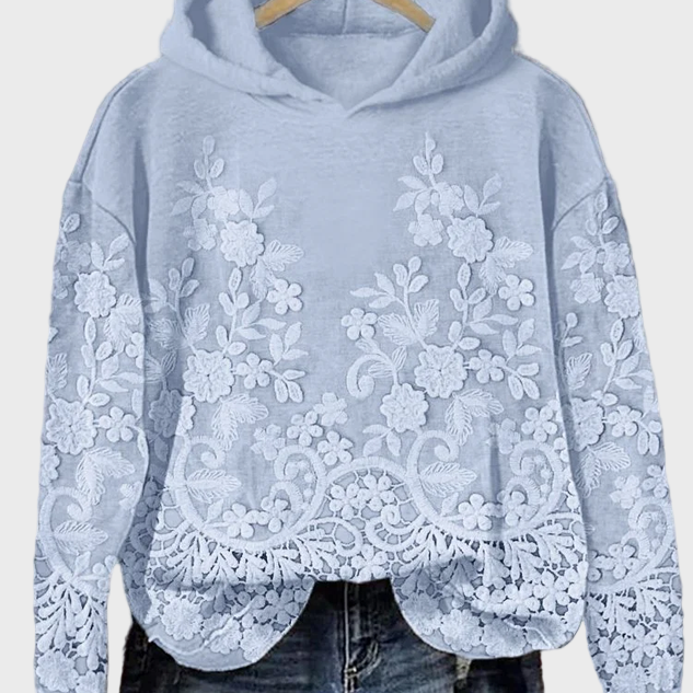Pull à capuche décontracté avec motif floral en 3D