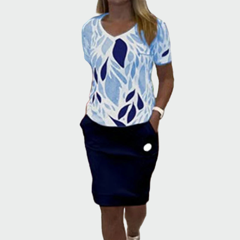 Ensemble Élégant avec Motif et Jupe