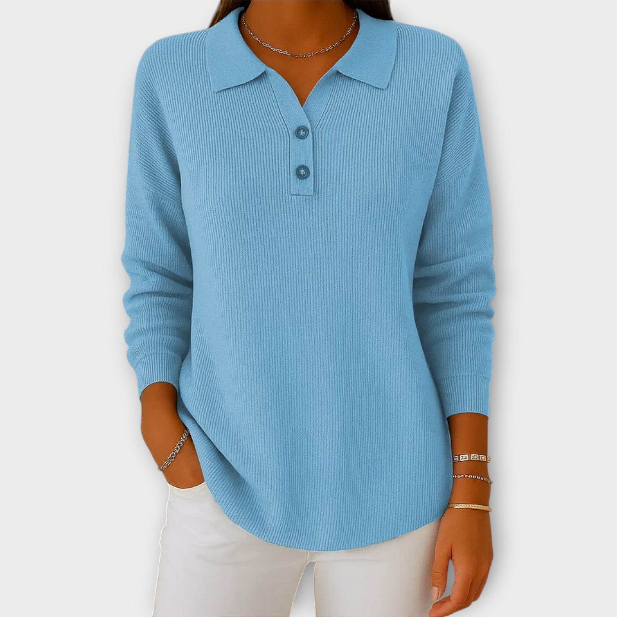 Pull Tricoté Chic avec Col Raffiné et Boutons