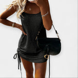 Robe Tricot Sans Manches avec Ceinture Ajustable