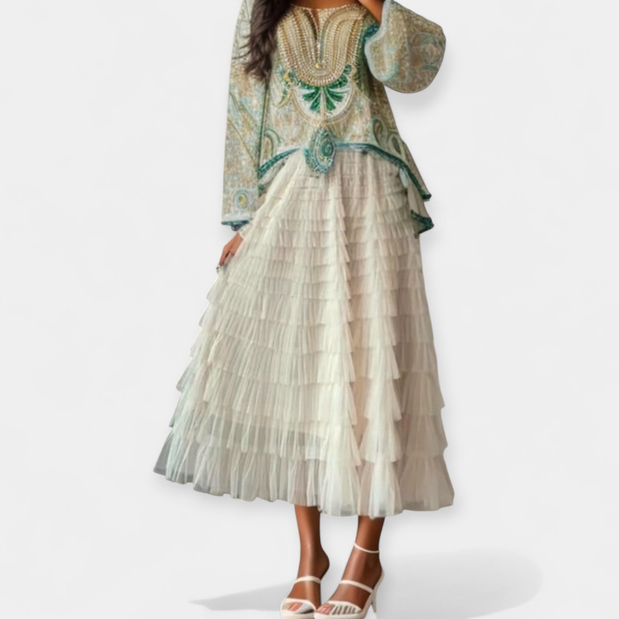 Jupe Chic avec Détails en Tulle