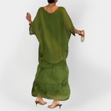 Robe Plissée à Double Effet de Superposition