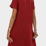 Robe Mini à Manches Courtes avec Zip Décolleté