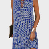 Mini Robe à Motifs avec Détail de Lien au Col