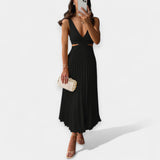 Maxi Robe à Motif Plissé