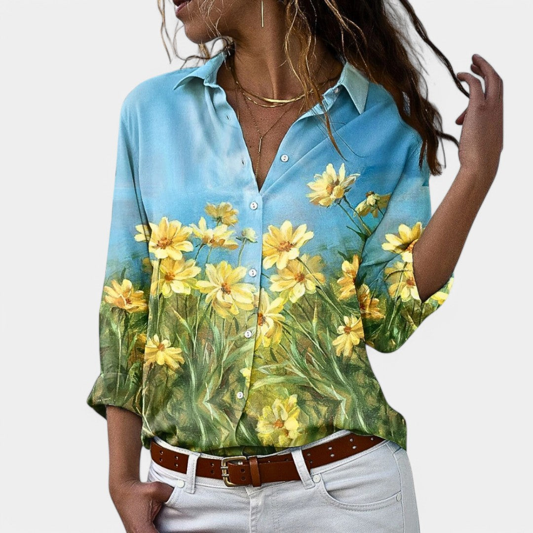 Tess | Élégante blouse femme à manches longues avec motif raffiné