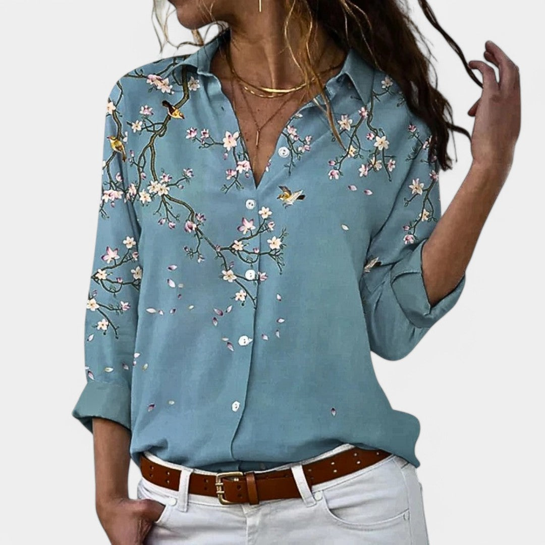 Tess | Élégante blouse femme à manches longues avec motif raffiné